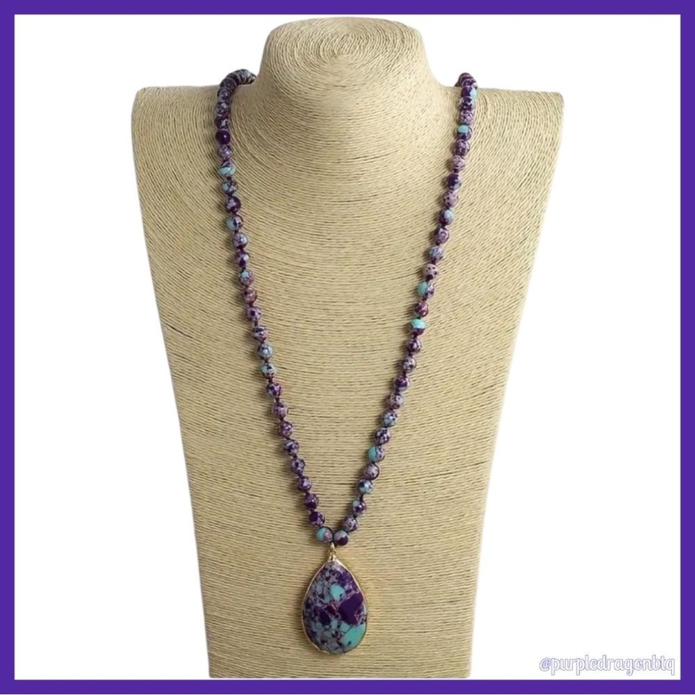 Bohemian Purple and Turquoise Beaded Necklace